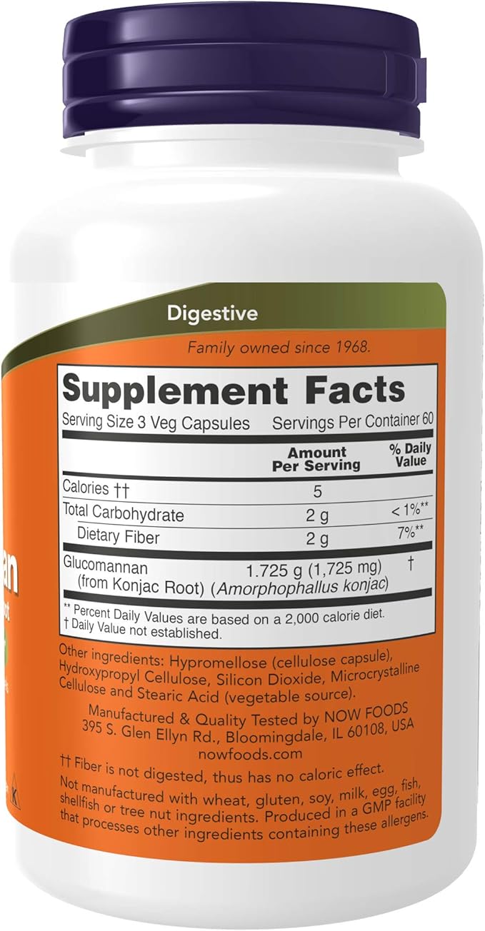 NOW Supplements, Glucomannan (Amorphophallus konjac)575 mg, 180 Count Capsules (Pack of 2)