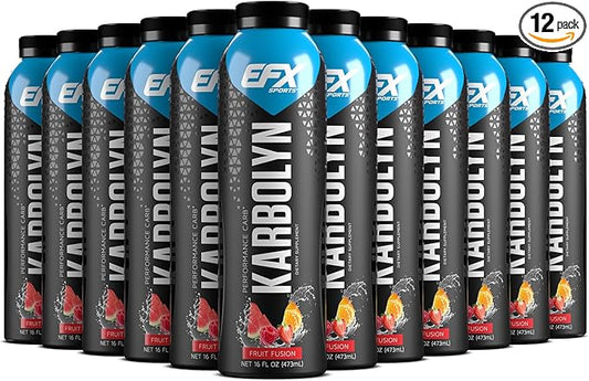 EFX Sports Karbolyn Fuel Drink | Pre, Intra, Post Workout Carbohydrate Drink | Carb Load, Sustained Energy | Stimulant & Sugar Free | 12 Pack (Fruit Fusion)