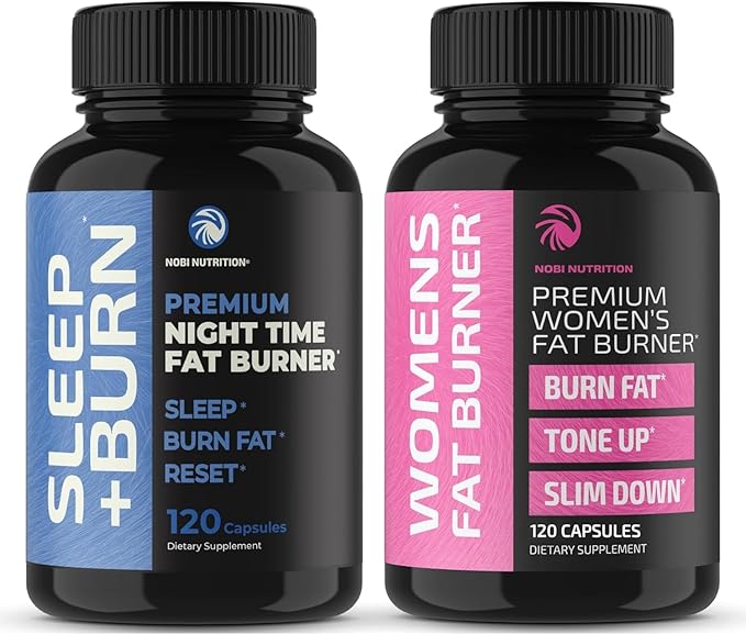 Nobi Nutrition Day and Night Time Fat Burner Bundle for Women | 24/7 Weight Loss with Thermogenic Raspberry Ketones | Appetite Suppressant, Metabolism Booster, and Belly Fat Reducer | 120 Count Each