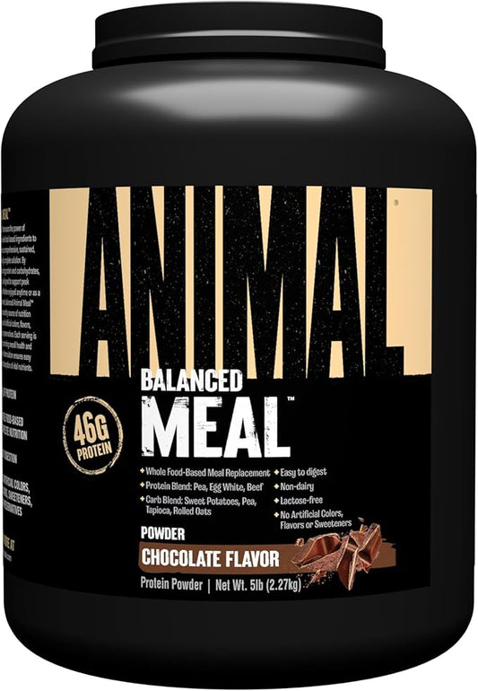 Animal Meal - Protein Shake with Whole Food Ingredients, Aids in Muscle Recovery, with Egg White, Beef & Pea Protein Blend, Chocolate Flavor, 5 lbs