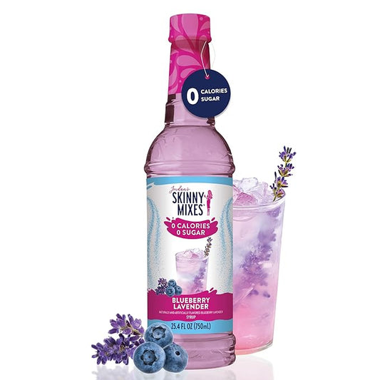 Jordan's Skinny Syrups Sugar Free Coffee Syrup, Blueberry Lavender Flavor Drink Mix, Zero Calorie Flavoring for Latte, Lemonade, Food and More, Gluten Free, Keto Friendly, 25.4 Fl Oz, 1 Pack