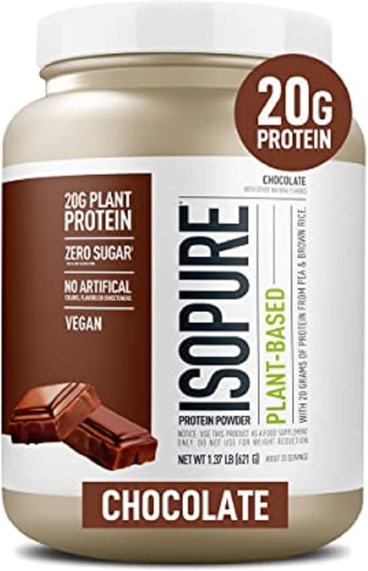 Isopure Plant-Based Protein Powder, Lactose Free, Gluten Free, With Iron, Chocolate, 20g Plant Protein Per Serving, 1.37 Lbs, 20 Servings