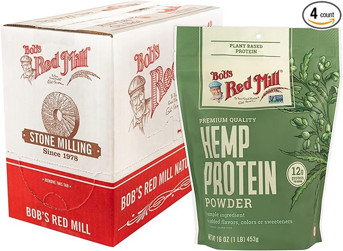 Bob's Red Mill Hemp Protein Powder, 16oz (Pack of 4) - Non GMO, Vegan, Paleo Friendly, Keto Friendly, Kosher