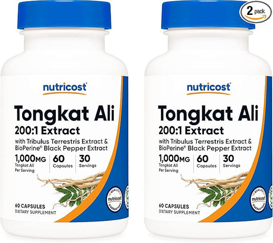 Nutricost Tongkat Ali 1,000mg, 60 Caps (2 Bottles) - 30 Servings Per Bottle, Veggie Caps, Non-GMO, Gluten Free
