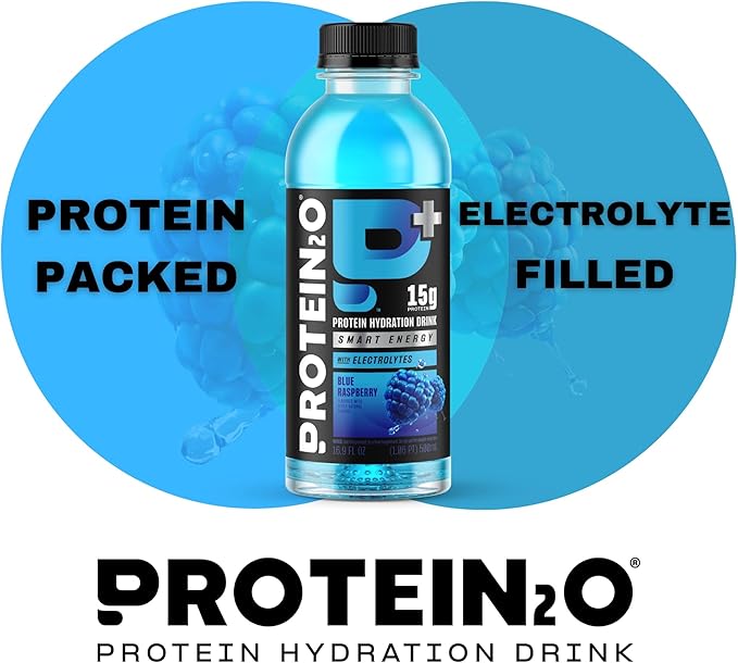 Protein2o 15g Whey Protein Isolate Hydration Drink Plus Energy & Focus, 350mg of Electrolytes, Vitamins B5 & B6, Sugar Free, Energy Variety Pack, 16.9 oz Bottle (Pack of 12)
