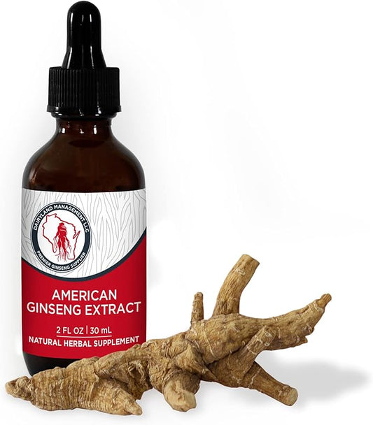 Dairyland American Ginseng Extract 2 Fl oz 西洋参提取物, Authentic Wisconsin Ginseng Liquid for Healthy Energy, Vitality, Mood and More- Non-GMO, Gluten Free - Ginseng Herb Supplement for Daily Use