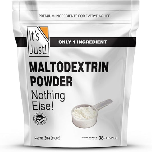 It's Just! - Mass Gainer Powder, 100% Maltodextrin (Complex Carbohydrates), Sustained Energy, Rapid Absorption, Non-GMO, Easily Add to Any Protein Shake, 3lbs / 38 Servings