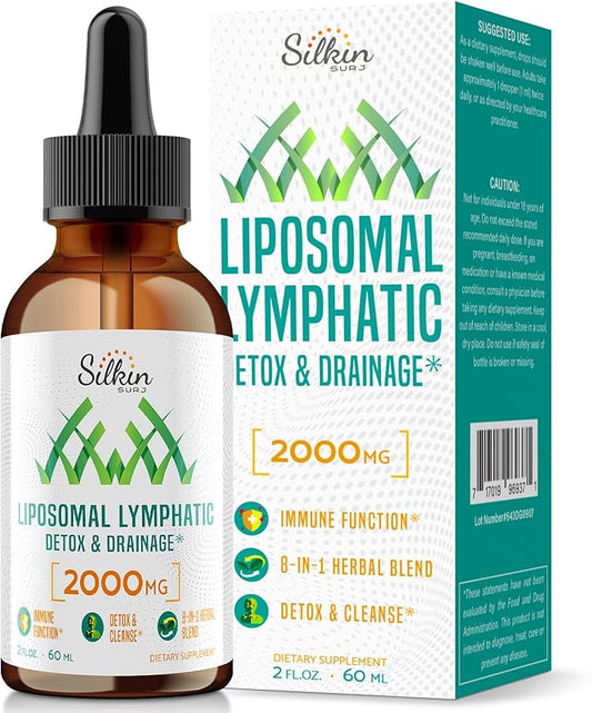 Liposomal Lymphatic Drainage Drops - Immune and Lymphatic Support Supplements - Detox Cleanse - Lymphedema Relief - PureLymphSwell Blend,Echinacea & Dandelion - 2 fl oz，30 Servings