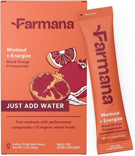 Creatine HMB Pre-Workout Drink Mix – All Natural Caffeine-Free Pre-Workout Supplement with Amino Acids and Organic Superfoods – Active Nutrition Supplement - Blood Orange Pomegranate Flavor
