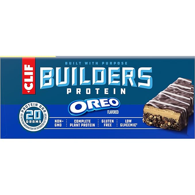 CLIF BUILDERS Protein Bars - OREO-Flavored - 20g Plant Based Protein - Gluten Free - Non-GMO - Low Glycemic - No Artificial Sweeteners - 2.4 oz. (12 Pack)