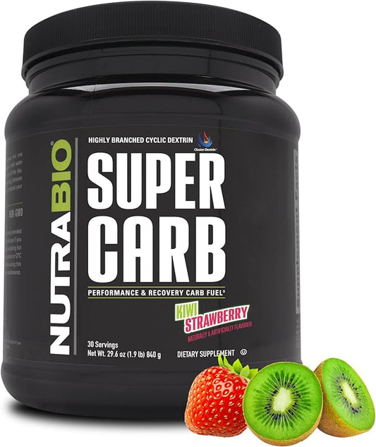 NutraBio Super Carb - Complex Carbohydrate Supplement Powder - Cluster Dextrin and Electrolytes for Performance Enhancement & Muscle Recovery - Kiwi Strawberry, 30 Servings