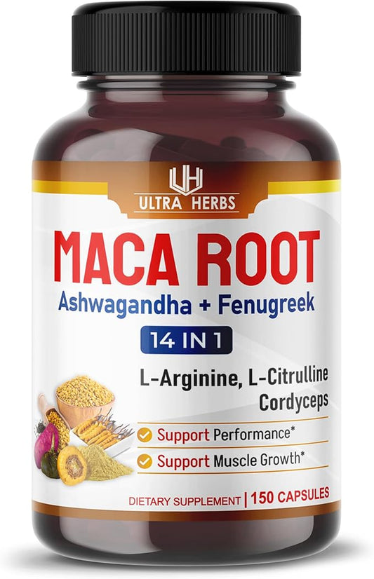 Peruana Maca Root Black, Red, Yellow | Maca Root Capsules Enhanced with Ginseng, Ashwagandha, Fenugreek | Support Stamina, Performance & Mood | 150 Capsules