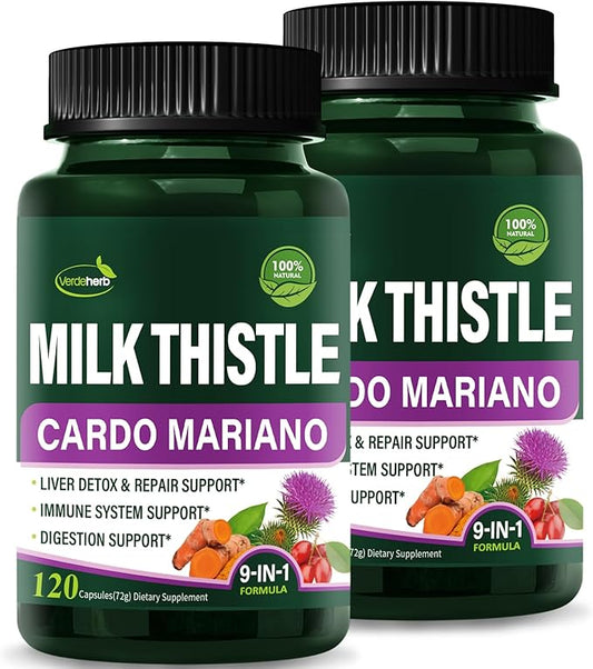 Herbal Complex Extract, Milk Thistle Berberine Turmeric Extract for Liver Detox & Repair, Immune System, Digestion Support. 240 Capsules