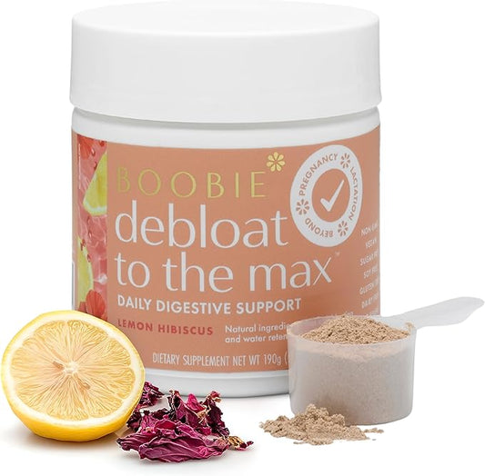 Boobie Debloat to the Max | Rapid Debloating for Women & Men | L-Glutamine and Marshmallow Root for Gut Health | Lemon Hibiscus Flavor, 40 Servings