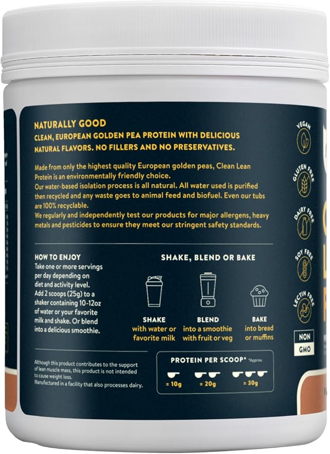 Nuzest - Pea Protein Powder - Clean Lean Protein, Premium Vegan Plant Based Protein Powder, Dairy Free, Gluten Free, GMO Free, Protein Shake, Rich Chocolate, 20 Servings, 1.1 lb
