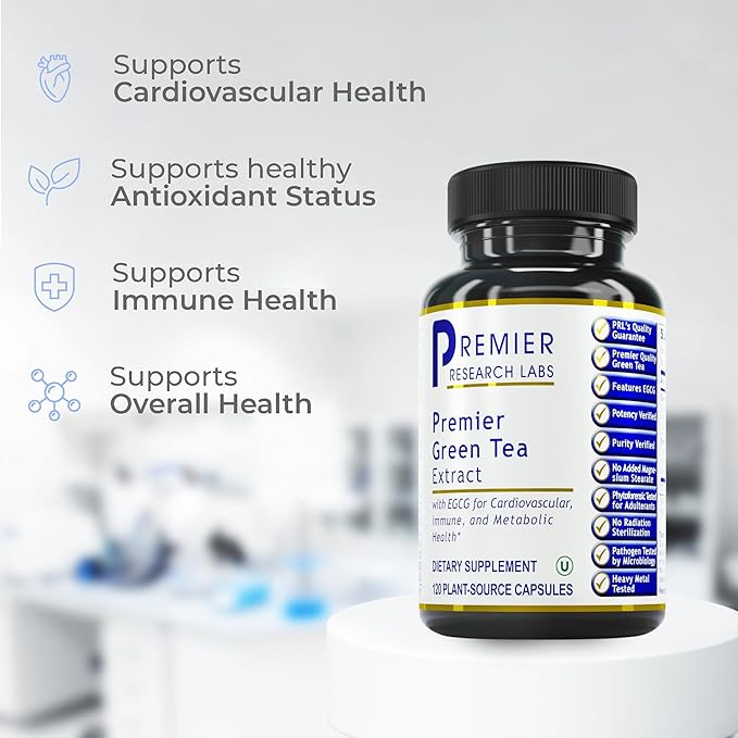 Premier Research Labs Premier Green Tea Extract - Green Tea Capsules, Green Tea Extract Pills, Green Tea Supplement with ECGC, Camellia Sinensis, Pure, Vegan Friendly - 120 Vegetarian Capsules