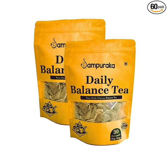 Daily Balance Tea - Natural Herbal Tea with Moringa, Gymnema, Jamun seeds, Cassia, Fenugreek, Guava leaves, Cinnamon - 30 Pyramid bags (2)