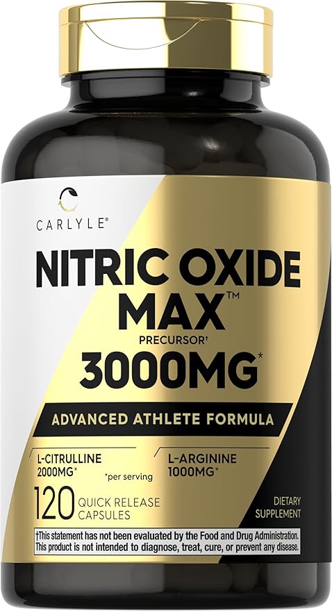 Carlyle Nitric Oxide Supplement 3000mg | for Men and Women | 120 Capsules | Pre Workout with L-Arginine & L-Citrulline | Non-GMO, Gluten Free