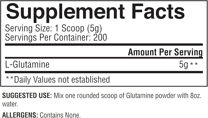 Gaspari Nutrition, Glutamine, Pure L-Glutamine Powder, Perfect Pre Workout, Post Workout and Recovery, Micronized Glutamine Powder (200 Servings, Unflavored)
