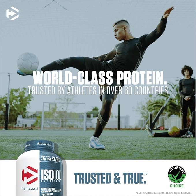 Dymatize ISO100 Whey Protein Powder Isolate, Vanilla, 25g of Protein, 3 Pound, 5.5g BCAAs, Less Than 120 Cal., Gluten Free, 1g Fat, 1g Sugar, 2g Carb