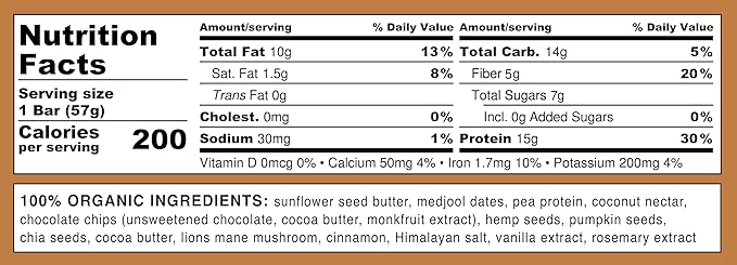 Feel Vegan Protein Bars | Brownie Chocolate Chip | Keto | Gluten Free | Organic | Lions Mane | 15g Plant Protein | Low Carb | High Protein | Dairy Free | Low Sugar | Grain Free | Nut Free | Soy Free | Non GMO - (Brownie Choco Chip, 10 Pack)