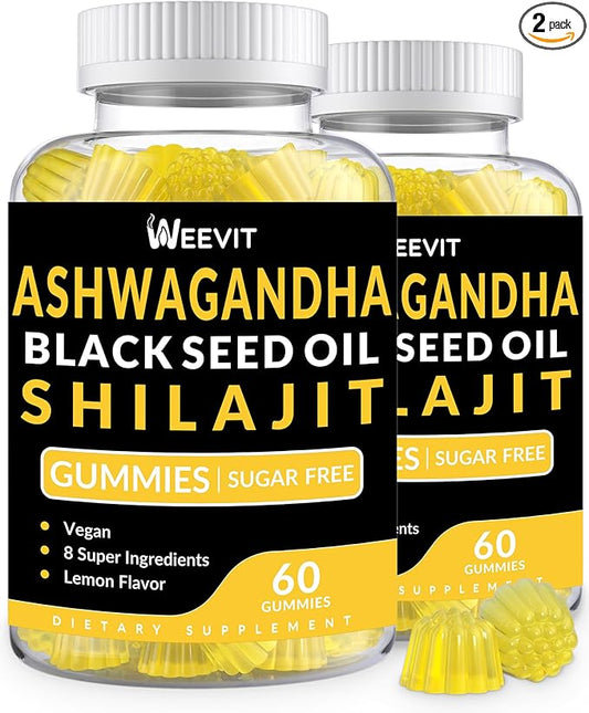 Ashwagandha Gummies, Shilajit Black Seed, Sea Moss, Maca Root, Turmeric, All in One Supplement