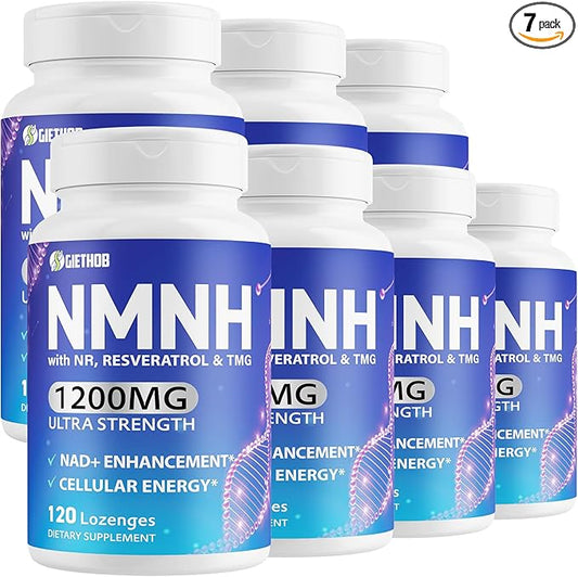 Sublingual NMNH (Dihydronicotinamide Mononucleotide), NMN Supplement Alternative, NAD Supplements for Women Men, with Resveratrol, NR & TMG, NAD+ Levels as We Age, Anti-Aging, Energy, Focus, 7 Pack