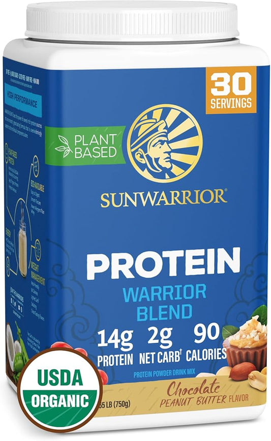 Organic Plant Based Protein Powder | Vegan Organic Protein Powder with BCAA Amino Acids & Hemp Seed Pea Blend | Non-GMO Soy Dairy Filler & Gluten Free (Chocolate Peanut Butter, 30 Servings)