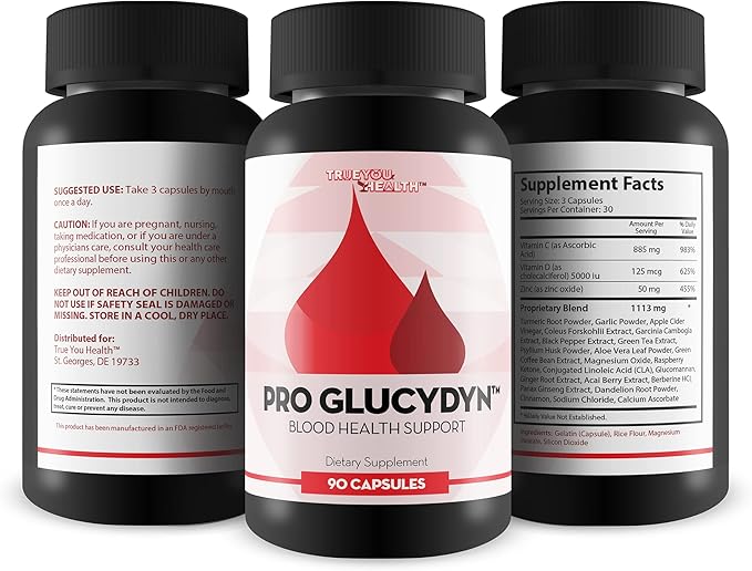 Pro Glucydyn - Blood S Health Support Supplement - Garlic, Turmeric, Berberine, Green Tea + Vitamins, Minerals & Herbs - Promote Balanced Blood Health & Circulation - Help Improve Blood Flow Naturally