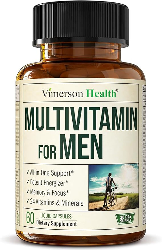 Multivitamin for Men - Daily Mens Multivitamins & Multiminerals with Vitamin D, Vitamin C, B12 Zinc, Iron. Essential Vitamins for Men - Energy, Focus, Stamina, Performance, Mens Health. 60 Liquid Caps