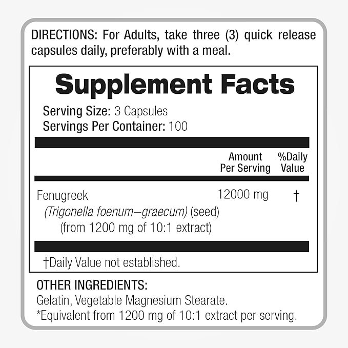 FITO MEDIC'S Lab | Fenugreek |300 Capsules |12000 mg| Fenugreek Capsules | Fenugreek Seed | Concentrate Extract | Fenugreek Supplements | Ultra high Absorption.