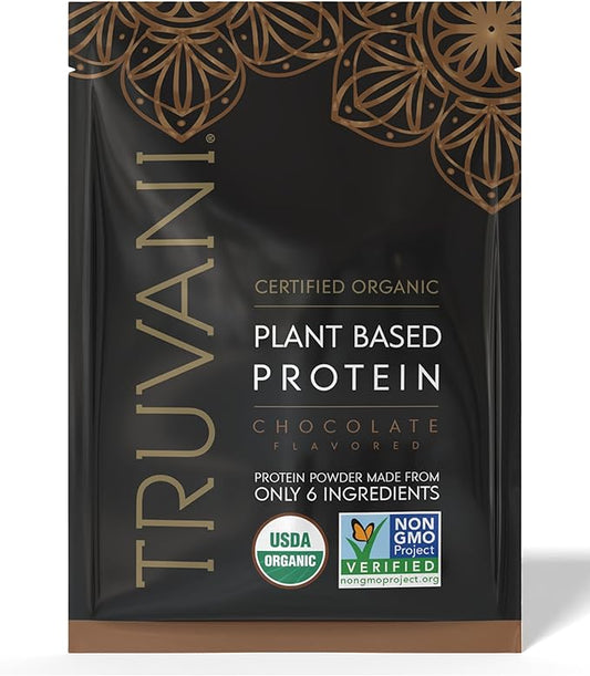 Truvani Vegan Pea Protein Powder | Chocolate | 20g Organic Plant Based Protein | 1 Serving | Keto | Gluten & Dairy Free | Low Carb | No Added Sugar
