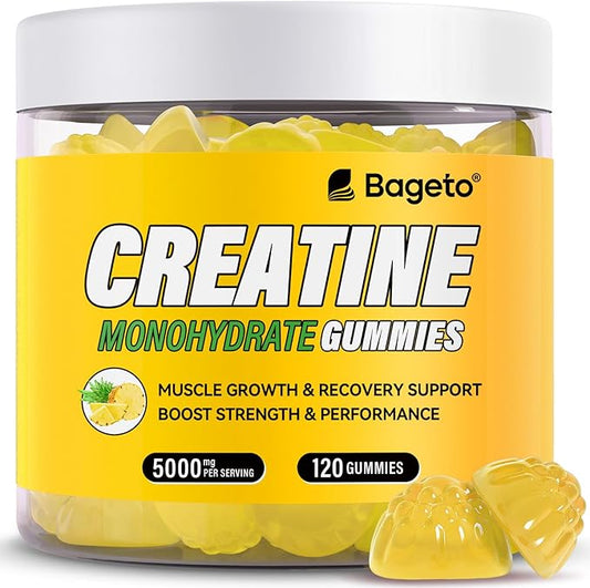 Creatine Monohydrate Gummies 5g for Men Women,Sugar Free Chewables Creatine Pre-Workout for Muscle Strength, Pineapple Flavor, 120 Count