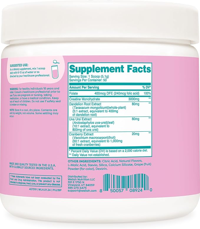 Pump-It-Up Creatine (50 Servings, Blueberry Pomegranate) - Creatine Monohydrate with Dandelion, Uva Ursi, & Cranberry Extract