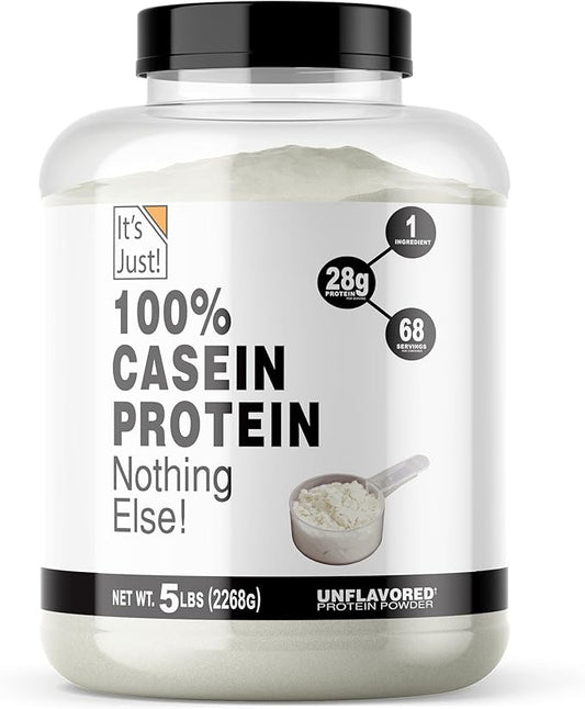 It's Just! - 100% Casein Protein Powder, Made in USA, No Added Flavors or Sweeteners (Unflavored, 5 Pound (Pack of 1))