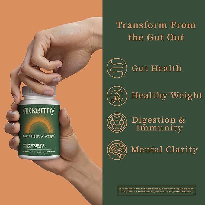 Akkermansia Probiotic for Healthy Weight | Naturally Increases GLP-1 | 120 Day Supply | Contains Bacillus Coagulans, Vitamins B2, D3 & Chromium | SIBO Friendly, Vegan & Gluten Free