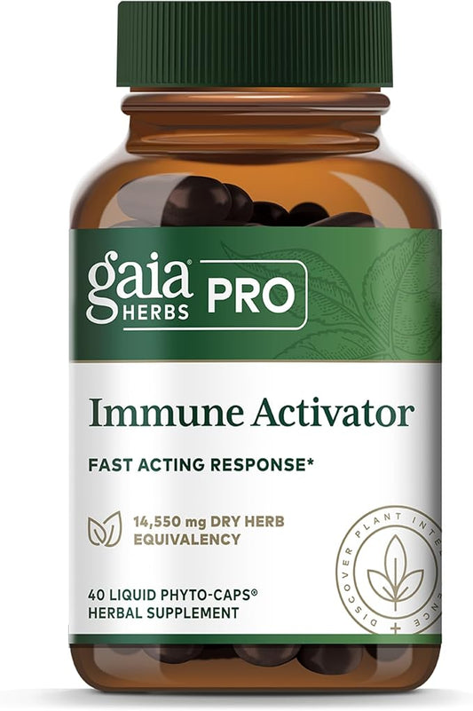 Gaia Herbs Pro Immune Activator - Immune Support Supplement - Features Echinacea, Ginger Root, Elderberry & Andrographis - Vegan, Dairy-Free & Gluten-Free - 40 Liquid Phyto-Caps (20 Servings)
