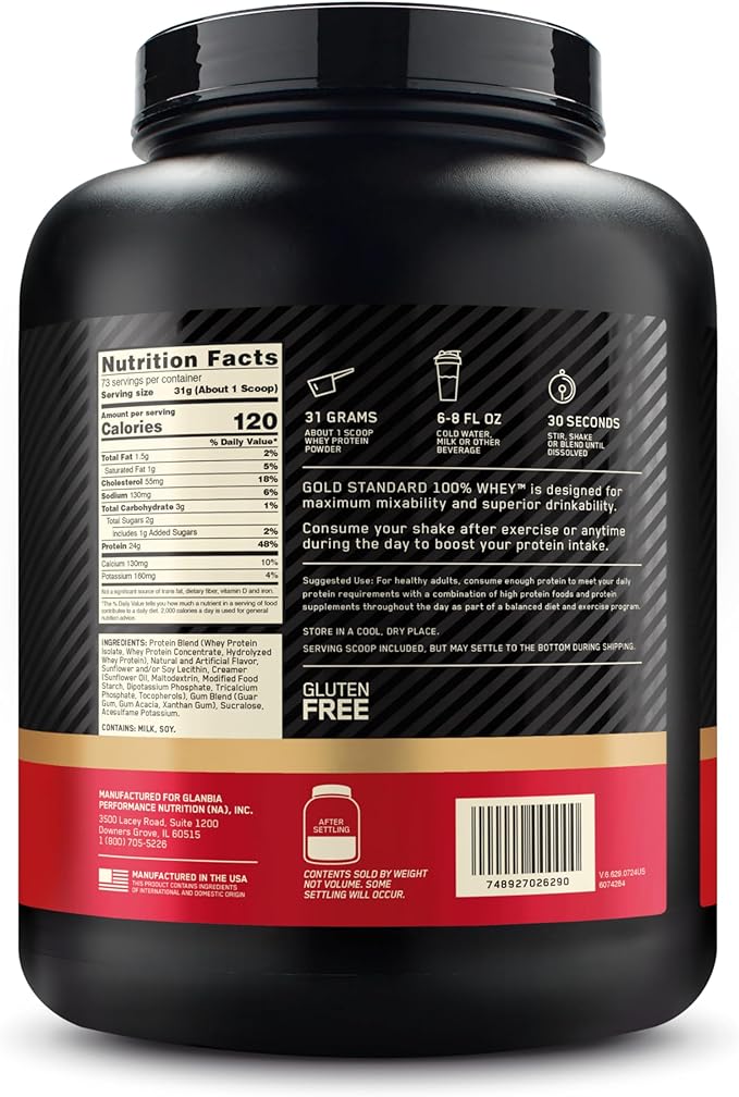 Optimum Nutrition Gold Standard 100% Whey Protein Powder, White Chocolate, 5 Pound (Packaging May Vary)
