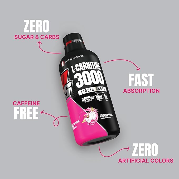 PROSUPPS L-Carnitine Liquid 3000, Stimulant-Free Liquid Shots for Men & Women - Clean Workout Drink for Energy, Performance & Muscle Recovery - No Sugar, No Carbs - 31 Servings, Dragon Fruit