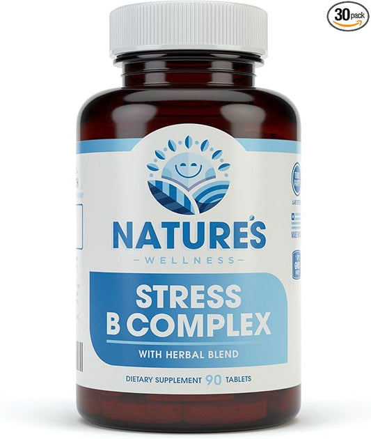 Vitamin B Complex Stress Relief | All Natural Mood Enhancer and Stress Support Supplement | Stress B Complex with Herbal Extract Blend Plus Vitamin C, PABA, and Choline
