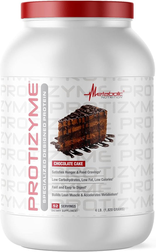 Metabolic Nutrition, Protizyme, 100% Whey Protein Powder, High Protein, Low Carb, Low Fat Whey Protein, Digestive Enzymes, 24 Essential Vitamins and Minerals, 4 Pound, 52 Servings