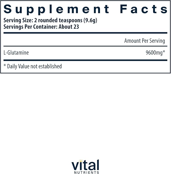Vital Nutrients Glutamine Powder - Healthy Gastrointestinal Tract Function - Gluten, Dairy, Soy Free - Non-GMO - 225g/8 oz L-Glutamine Powder