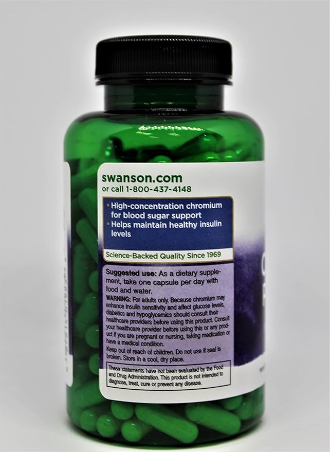 Swanson Chromium Picolinate - Natural Supplement Promoting Metabolism & Weight Management - Supports Healthy Blood Sugar Levels Already Within The Normal Range - (200 Capsules, 200mcg Each) 4 Pack