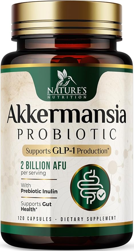 GLP-1 Probiotic Supplement for Women & Men, Akkermansia Muciniphila GLP 1 Probiotic with Prebiotic, 2 Billion AFU Digestive & Gut Health Support, GLP1 Prebiotic, Support GLP 1 Production, 120 Capsules