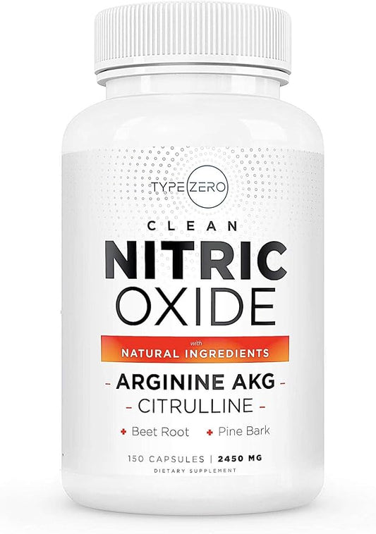 Type Zero Nitric Oxide 6X Booster, 150 Veggie Capsules - Natural Supplement - Beetroot, Arginine AKG, Citrulline, Pine Bark, Garlic & VIT C | #1 Nitric Oxide Pills for Men, Nitrous Oxide Blood Flow