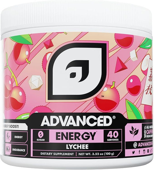 Advanced Energy - Energy Boosting Formula with Electrolytes for Hydration - L-Theanine to Combat Jitters - Sugar Free & Keto Friendly - No Maltodextrin (40 Servings) (Lychee)