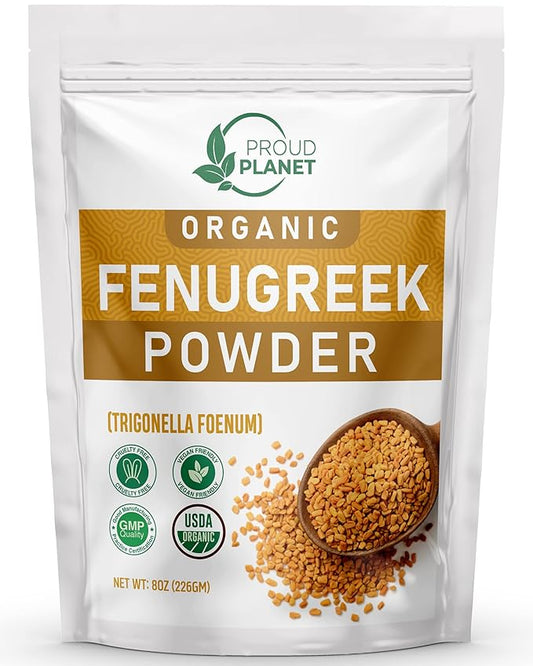 Organic Fenugreek Powder 8oz (226g) For Health, Skin & Hair Methi Seeds Powder | Non GMO & Gluten Free | USDA Certified by Proud Planet