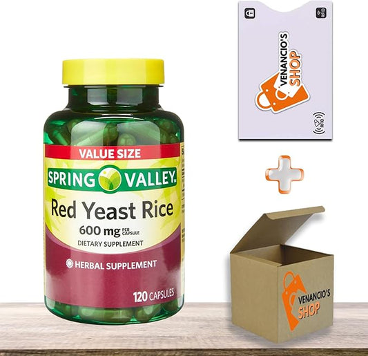 Spring Valley Red Rice Yeast 600mg, Red Yeast Rice Powder (Monascus purpureus), Dietary Supplement, Cholesterol, Gluten Free, Capsules for Adults 120 Count (Pack of 1)