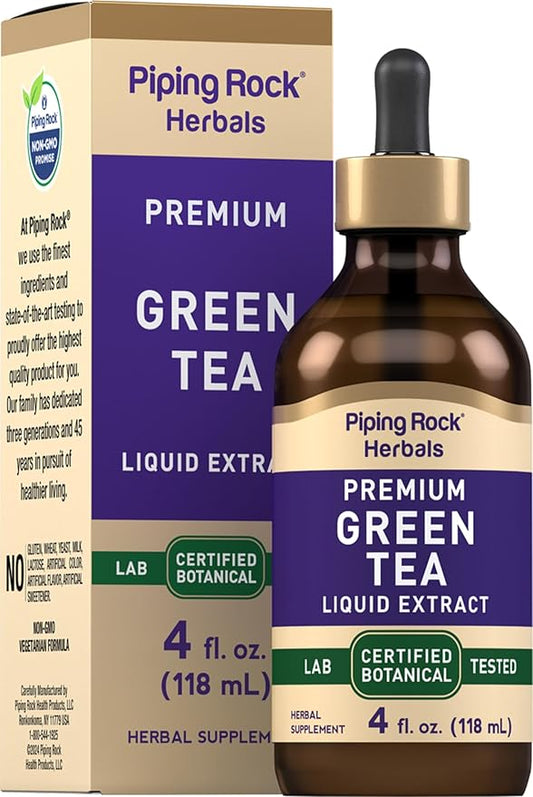 Piping Rock Green Tea Extract Liquid Drops | 4 Fl Oz | Vegetarian, Alcohol Free Tincture | Premium Herbal Supplement | Non-GMO, Gluten Free