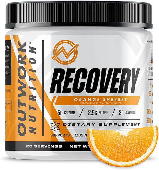 Outwork Nutrition Recovery Drink - Post Workout Recovery Powder & Creatine Monohydrate Muscle Builder for Men & Women - Creatine for Men & Women - After Workout Drink - Orange Sherbet - 230g